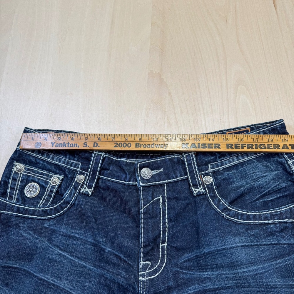 Rock Revival Mens Caesar Relaxed Straight Dark Wash Jeans Size 38 - Picture 7 of 12